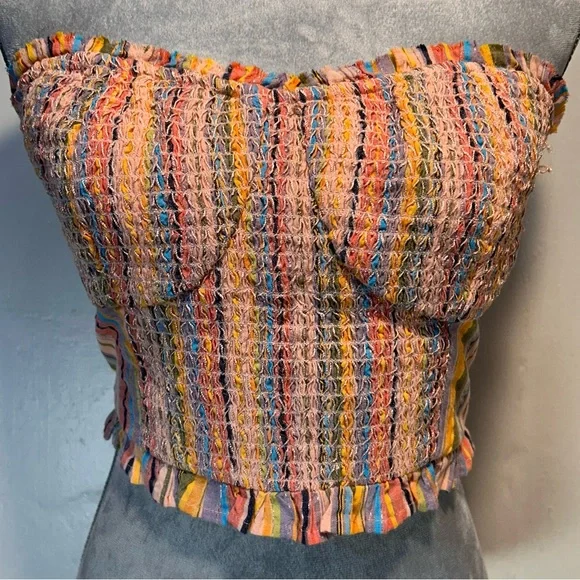 #0234 Anthropology Colorful Strapless Smocked Tube Top-M - Picture 5 of 10